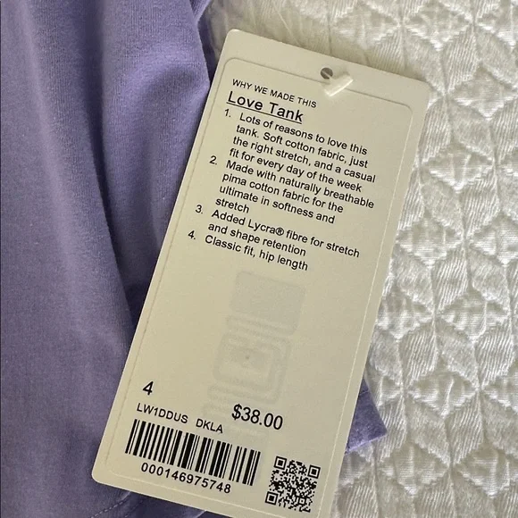 NWT Lululemon Love Tank Top purple size 4 - Picture 4 of 4